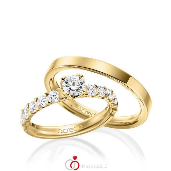 Set in Gelbgold 585 mit 0,5 ct. + zus. 1,08 ct. Brillant tw, si von acredo - A-1562-1 Set in Gelbgold 585 mit 0,5 ct. + zus. 1,08 ct. Brillant tw, si von acredo - A-1562-1