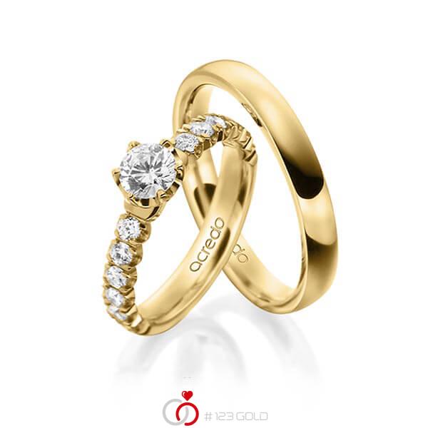 Set in Gelbgold 585 mit 1 ct. + zus. 0,6 ct. tw, si von acredo - A-1564-1 Set in Gelbgold 585 mit 1 ct. + zus. 0,6 ct. tw, si von acredo - A-1564-1