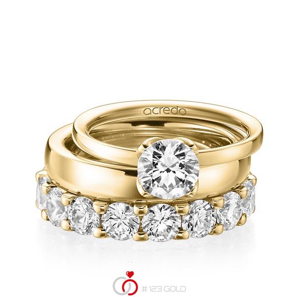 Set in Gelbgold 585 mit 1 ct. + zus. 4,14 ct. Brillant tw, si tw, vs von acredo - A-1233-3 Set in Gelbgold 585 mit 1 ct. + zus. 4,14 ct. Brillant tw, si tw, vs von acredo - A-1233-3