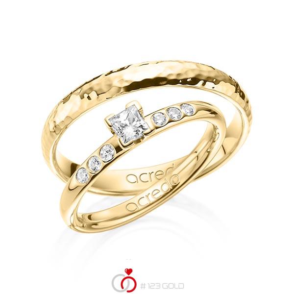 Set in Gelbgold 585 mit zus. 0,32 ct. Prinzess-Diamant tw, vs tw, si von acredo - A-1362-3 Set in Gelbgold 585 mit zus. 0,32 ct. Prinzess-Diamant tw, vs tw, si von acredo - A-1362-3