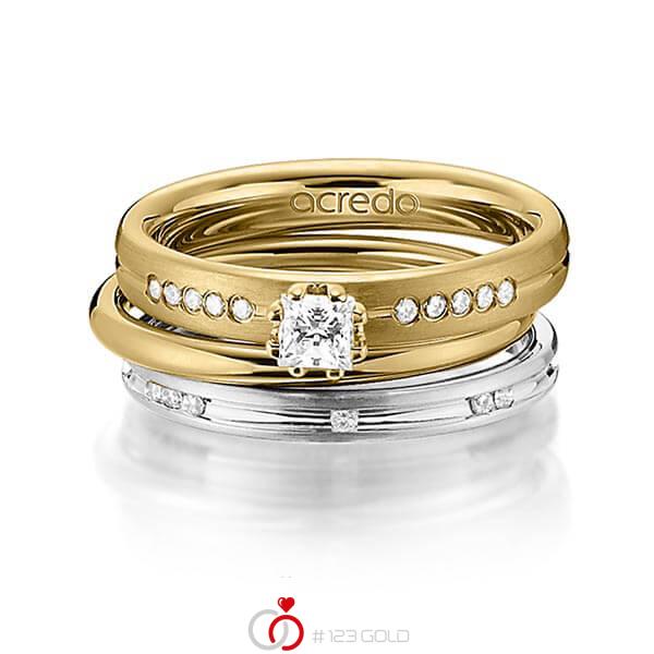 Set in Gelbgold 585 mit zus. 0,47 ct. Prinzess-Diamant & Brillant tw, si von acredo - A-1438-10 Set in Gelbgold 585 mit zus. 0,47 ct. Prinzess-Diamant & Brillant tw, si von acredo - A-1438-10