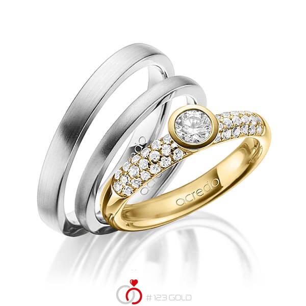 Set in Gelbgold 585 mit zus. 0,61 ct. Brillant tw, si tw, vs von acredo - A-1424-12 Set in Gelbgold 585 mit zus. 0,61 ct. Brillant tw, si tw, vs von acredo - A-1424-12