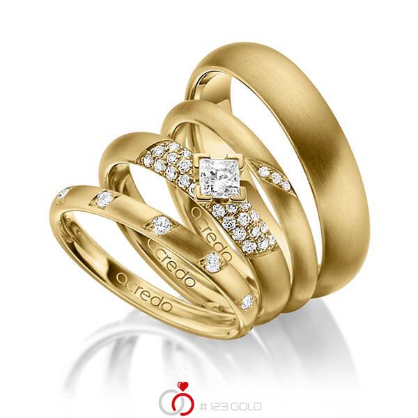 Set in Gelbgold 585 mit zus. 0,755 ct. Brillant & Prinzess-Diamant tw, si von acredo - A-1413-5 Set in Gelbgold 585 mit zus. 0,755 ct. Brillant & Prinzess-Diamant tw, si von acredo - A-1413-5