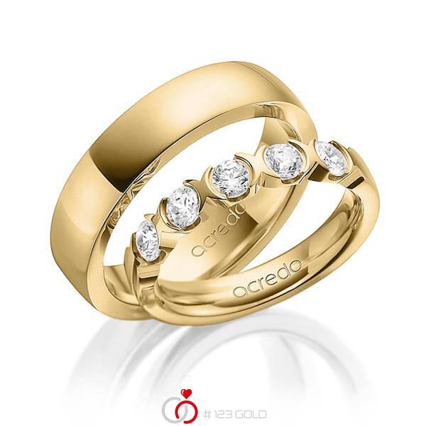 Set in Gelbgold 585 mit zus. 0,75 ct. Brillant tw, vs von acredo - A-1579-2 Set in Gelbgold 585 mit zus. 0,75 ct. Brillant tw, vs von acredo - A-1579-2