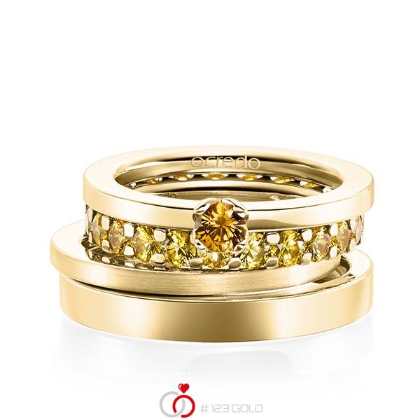 Set in Gelbgold 585 mit zus. 2,32 ct. Brillant Saphir Gelb (A 8) von acredo - A-1986-3 Set in Gelbgold 585 mit zus. 2,32 ct. Brillant Saphir Gelb (A 8) von acredo - A-1986-3