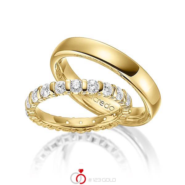 Set in Gelbgold 585 vollausgefasst mit zus. 2 ct. Brillant tw, vs von acredo - A-1549-2 Set in Gelbgold 585 vollausgefasst mit zus. 2 ct. Brillant tw, vs von acredo - A-1549-2