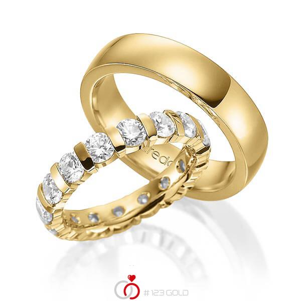 Set in Gelbgold 585 vollausgefasst mit zus. 3,2 ct. Brillant tw, vs von acredo - A-1588-2 Set in Gelbgold 585 vollausgefasst mit zus. 3,2 ct. Brillant tw, vs von acredo - A-1588-2