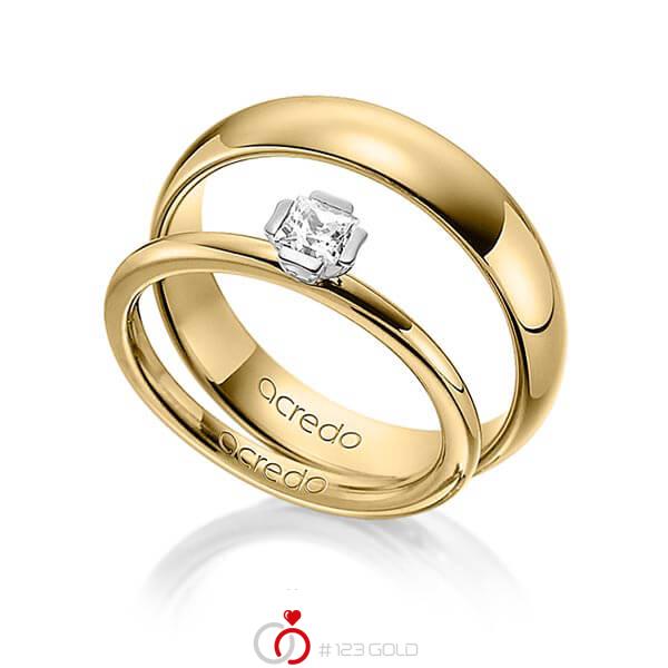 Set in Gelbgold 585 Weissgold 585 mit zus. 0,25 ct. Prinzess-Diamant tw, si von acredo - A-1364-2 Set in Gelbgold 585 Weissgold 585 mit zus. 0,25 ct. Prinzess-Diamant tw, si von acredo - A-1364-2
