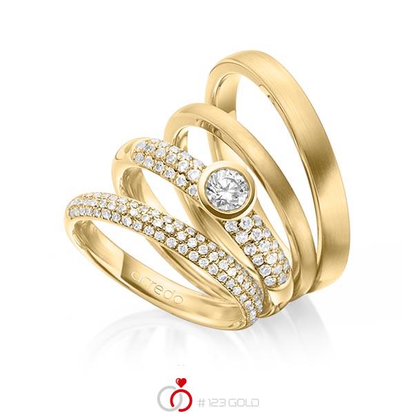 Set in Gelbgold 750 mit zus. 0,99 ct. Brillant tw, si tw, vs von acredo - A-1415-14 Set in Gelbgold 750 mit zus. 0,99 ct. Brillant tw, si tw, vs von acredo - A-1415-14