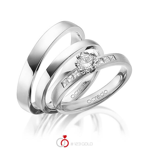 Set in Graugold 585 mit 0,4 ct. + zus. 0,18 ct. Prinzess-Diamant & Brillant tw, si tw, vs von acredo - A-1432-4 Set in Graugold 585 mit 0,4 ct. + zus. 0,18 ct. Prinzess-Diamant & Brillant tw, si tw, vs von acredo - A-1432-4