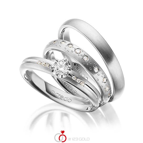 Set in Graugold 585 mit zus. 0,519 ct. Brillant tw, si von acredo - A-1443-4 Set in Graugold 585 mit zus. 0,519 ct. Brillant tw, si von acredo - A-1443-4