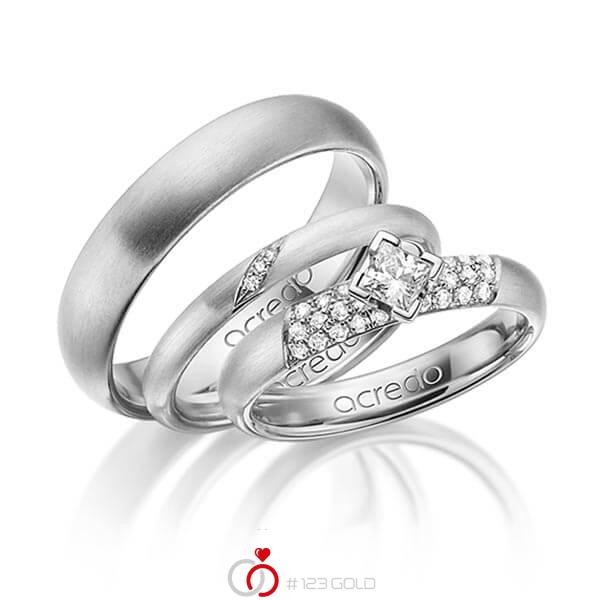 Set in Graugold 585 mit zus. 0,535 ct. Brillant & Prinzess-Diamant tw, si von acredo - A-1426-8 Set in Graugold 585 mit zus. 0,535 ct. Brillant & Prinzess-Diamant tw, si von acredo - A-1426-8