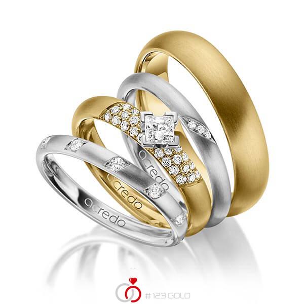 Set in Graugold 585 mit zus. 0,755 ct. Brillant & Prinzess-Diamant tw, si von acredo - A-1413-10 Set in Graugold 585 mit zus. 0,755 ct. Brillant & Prinzess-Diamant tw, si von acredo - A-1413-10