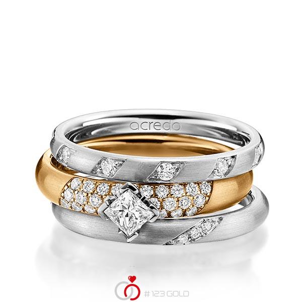 Set in Graugold 585 mit zus. 0,755 ct. Brillant & Prinzess-Diamant tw, si von acredo - A-1437-10 Set in Graugold 585 mit zus. 0,755 ct. Brillant & Prinzess-Diamant tw, si von acredo - A-1437-10