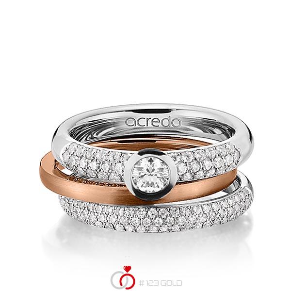 Set in Graugold 585 mit zus. 0,99 ct. Brillant tw, si tw, vs von acredo - A-1286-10 Set in Graugold 585 mit zus. 0,99 ct. Brillant tw, si tw, vs von acredo - A-1286-10