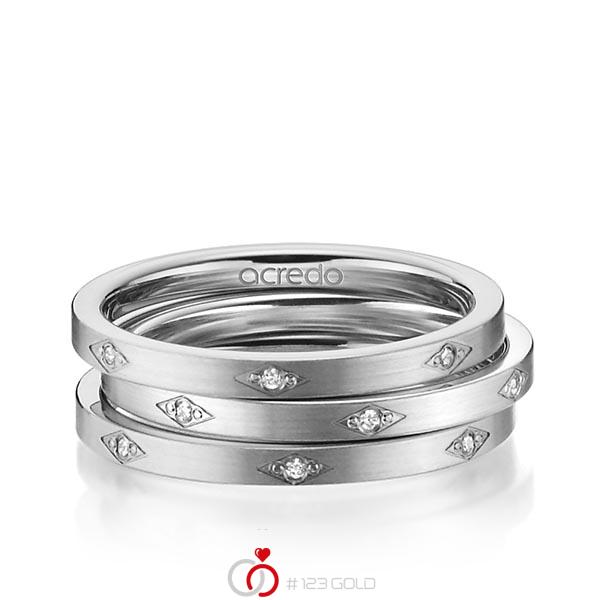 Set in Graugold 750 mit zus. 0,105 ct. Brillant tw, si von acredo - A-1446-10 Set in Graugold 750 mit zus. 0,105 ct. Brillant tw, si von acredo - A-1446-10
