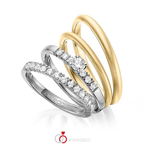 Set in grijsgoud 14 kt. half gezet met in totaal 0,59 ct. Briljant & Briljanten tw/si van acredo - A-1416-10 Set in grijsgoud 14 kt. half gezet met in totaal 0,59 ct. Briljant & Briljanten tw/si van acredo - A-1416-10