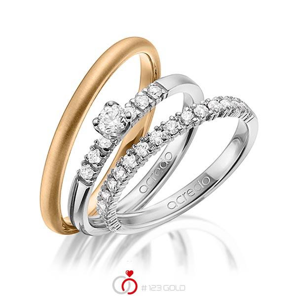 Set in grijsgoud 14 kt. half gezet met in totaal 0,59 ct. Briljant & Briljanten tw/si van acredo - A-1431-10 Set in grijsgoud 14 kt. half gezet met in totaal 0,59 ct. Briljant & Briljanten tw/si van acredo - A-1431-10