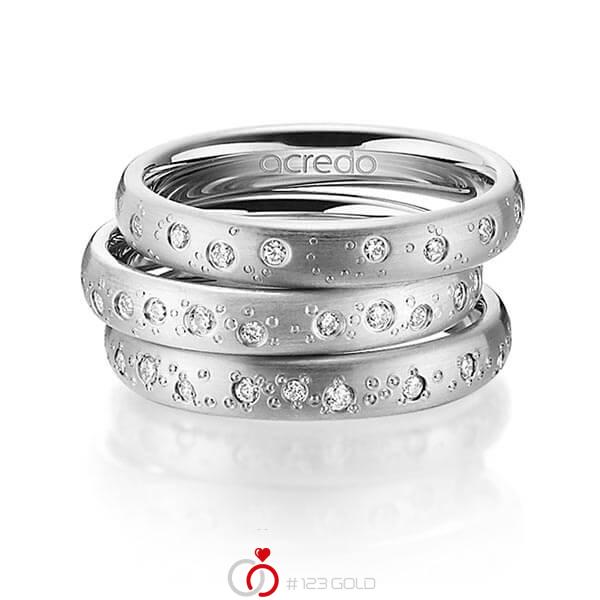 Set in grijsgoud 14 kt. met in totaal 0,663 ct. Briljant tw/si van acredo - A-1447-6 Set in grijsgoud 14 kt. met in totaal 0,663 ct. Briljant tw/si van acredo - A-1447-6