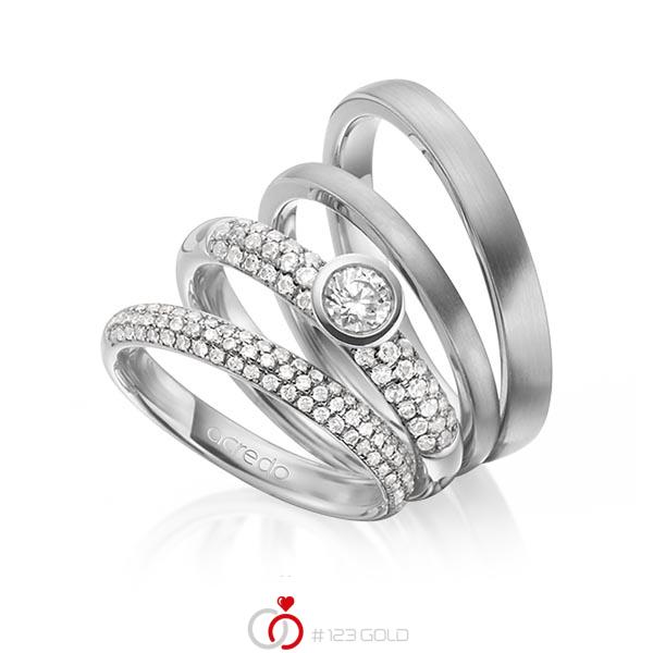 Set in grijsgoud 14 kt. met in totaal 0,99 ct. Briljant & Briljanten tw/si tw,vs van acredo - A-1415-8 Set in grijsgoud 14 kt. met in totaal 0,99 ct. Briljant & Briljanten tw/si tw,vs van acredo - A-1415-8