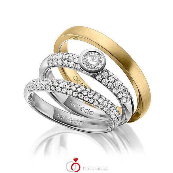 Set in grijsgoud 14 kt. met in totaal 0,99 ct. Briljant & Briljanten tw/si tw,vs van acredo - A-1425-10 Set in grijsgoud 14 kt. met in totaal 0,99 ct. Briljant & Briljanten tw/si tw,vs van acredo - A-1425-10