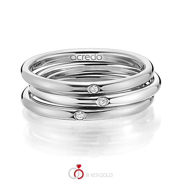 Set in grijsgoud 18 kt. met in totaal 0,03 ct. Briljant tw/si van acredo - A-1442-13 Set in grijsgoud 18 kt. met in totaal 0,03 ct. Briljant tw/si van acredo - A-1442-13