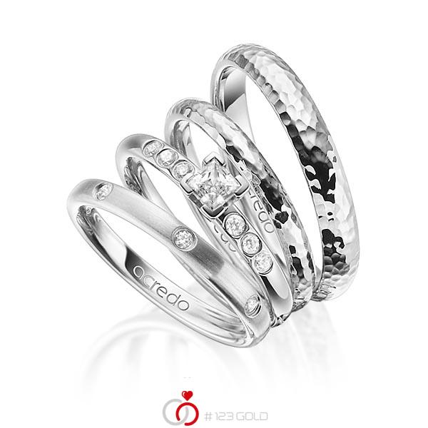 Set in Platin 950 mit 0,4 ct. + zus. 0,26 ct. Brillant & Prinzess-Diamant tw, si tw, vs von acredo - A-1411-11 Set in Platin 950 mit 0,4 ct. + zus. 0,26 ct. Brillant & Prinzess-Diamant tw, si tw, vs von acredo - A-1411-11