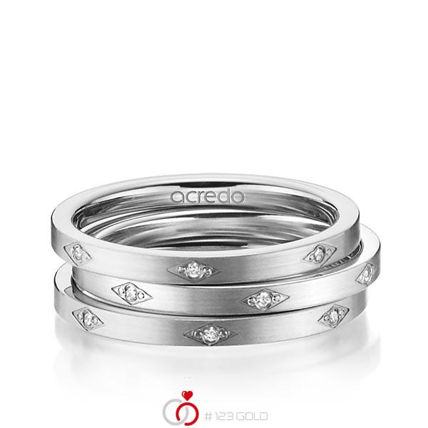 Set in Platin 950 mit zus. 0,105 ct. Brillant tw, si von acredo - A-1446-13 Set in Platin 950 mit zus. 0,105 ct. Brillant tw, si von acredo - A-1446-13