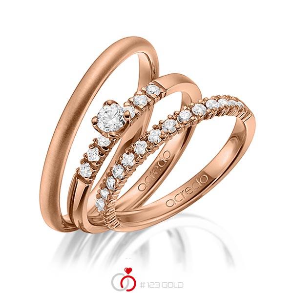 Set in roodgoud 14 kt. half gezet met in totaal 0,59 ct. Briljant & Briljanten tw/si van acredo - A-1431-8 Set in roodgoud 14 kt. half gezet met in totaal 0,59 ct. Briljant & Briljanten tw/si van acredo - A-1431-8
