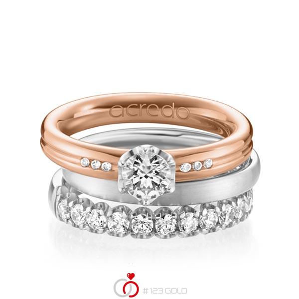Set in roodgoud 14 kt. met 0,5 ct. + in totaal 0,748 ct. Briljanten & Briljant tw/si tw,vs van acredo - A-1235-3 Set in roodgoud 14 kt. met 0,5 ct. + in totaal 0,748 ct. Briljanten & Briljant tw/si tw,vs van acredo - A-1235-3