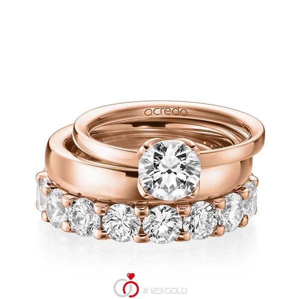 Set in roodgoud 14 kt. met 1 ct. + in totaal 4,14 ct. Briljanten & Briljant tw/si tw,vs van acredo - A-1233-2 Set in roodgoud 14 kt. met 1 ct. + in totaal 4,14 ct. Briljanten & Briljant tw/si tw,vs van acredo - A-1233-2