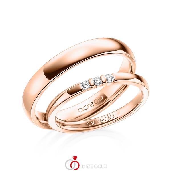 Set in roodgoud 14 kt. met in totaal 0,09 ct. Briljant tw,vs van acredo - A-1307-5 Set in roodgoud 14 kt. met in totaal 0,09 ct. Briljant tw,vs van acredo - A-1307-5