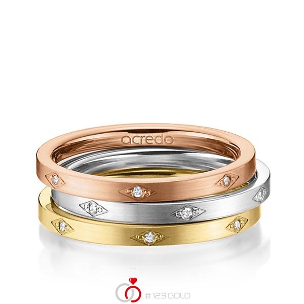 Set in roodgoud 14 kt. met in totaal 0,105 ct. Briljant tw/si van acredo - A-1446-1 Set in roodgoud 14 kt. met in totaal 0,105 ct. Briljant tw/si van acredo - A-1446-1