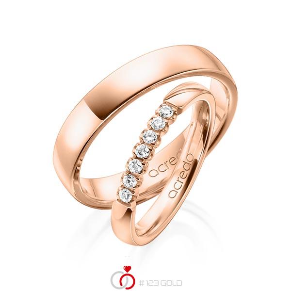 Set in roodgoud 14 kt. met in totaal 0,14 ct. Briljant tw,vs van acredo - A-1310-5 Set in roodgoud 14 kt. met in totaal 0,14 ct. Briljant tw,vs van acredo - A-1310-5