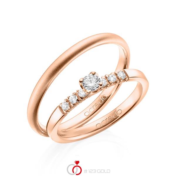 Set in roodgoud 14 kt. met in totaal 0,27 ct. Briljanten tw/si van acredo - A-1376-7 Set in roodgoud 14 kt. met in totaal 0,27 ct. Briljanten tw/si van acredo - A-1376-7