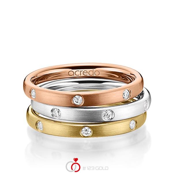 Set in roodgoud 14 kt. met in totaal 0,42 ct. Briljant tw/si van acredo - A-1450-1 Set in roodgoud 14 kt. met in totaal 0,42 ct. Briljant tw/si van acredo - A-1450-1