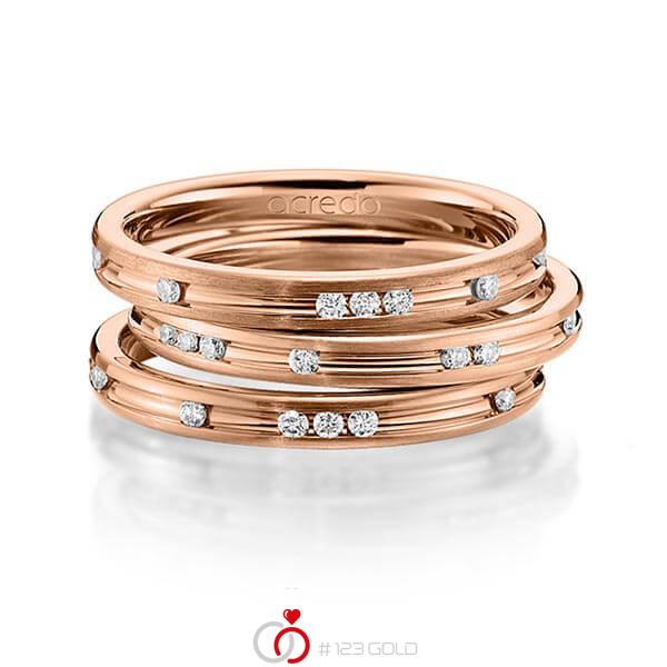 Set in roodgoud 14 kt. met in totaal 0,42 ct. Briljant tw/si van acredo - A-1451-2 Set in roodgoud 14 kt. met in totaal 0,42 ct. Briljant tw/si van acredo - A-1451-2