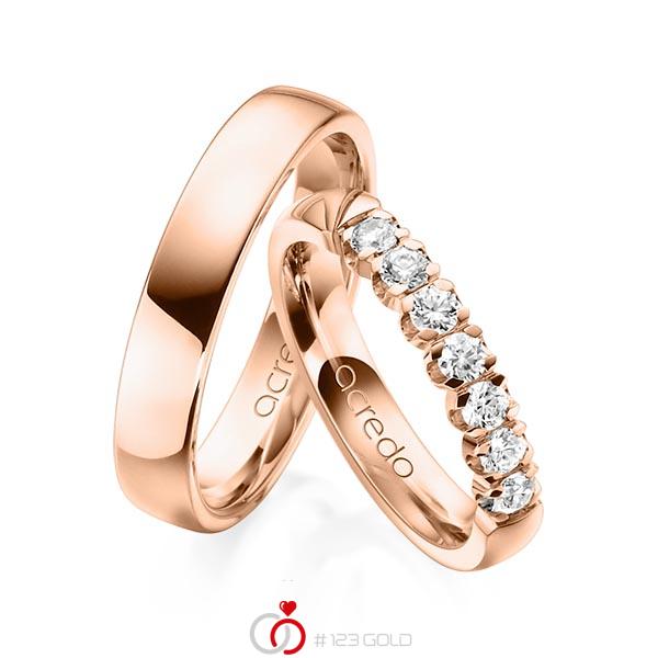Set in roodgoud 14 kt. met in totaal 0,49 ct. Briljant tw,vs van acredo - A-1312-5 Set in roodgoud 14 kt. met in totaal 0,49 ct. Briljant tw,vs van acredo - A-1312-5