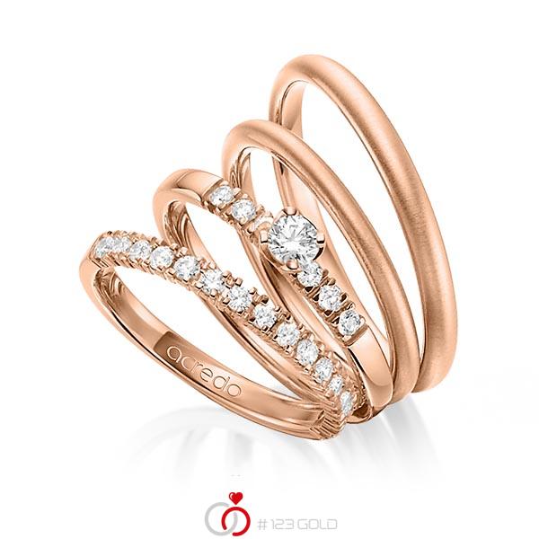 Set in roodgoud 18 kt. half gezet met in totaal 0,64 ct. Briljant & Briljanten tw/si van acredo - A-1416-17 Set in roodgoud 18 kt. half gezet met in totaal 0,64 ct. Briljant & Briljanten tw/si van acredo - A-1416-17