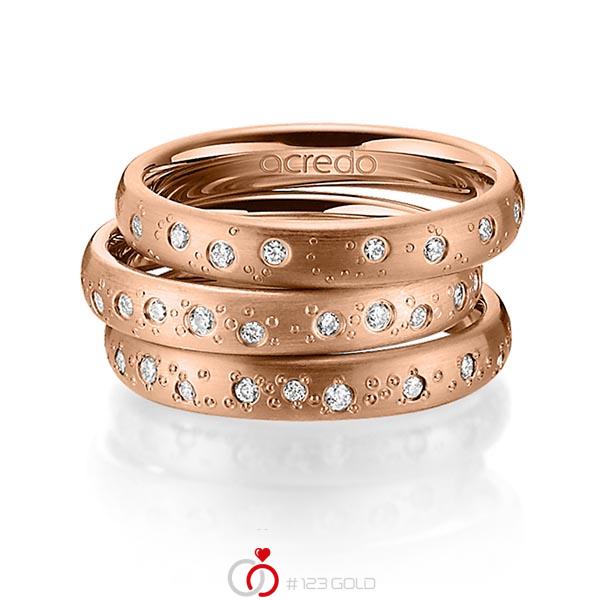Set in roodgoud 18 kt. met in totaal 0,663 ct. Briljant tw/si van acredo - A-1447-11 Set in roodgoud 18 kt. met in totaal 0,663 ct. Briljant tw/si van acredo - A-1447-11