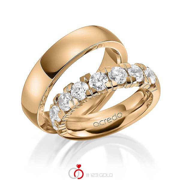Set in Roségold 585 halbausgefasst mit zus. 2 ct. Brillant tw, vs von acredo - A-1586-3 Set in Roségold 585 halbausgefasst mit zus. 2 ct. Brillant tw, vs von acredo - A-1586-3