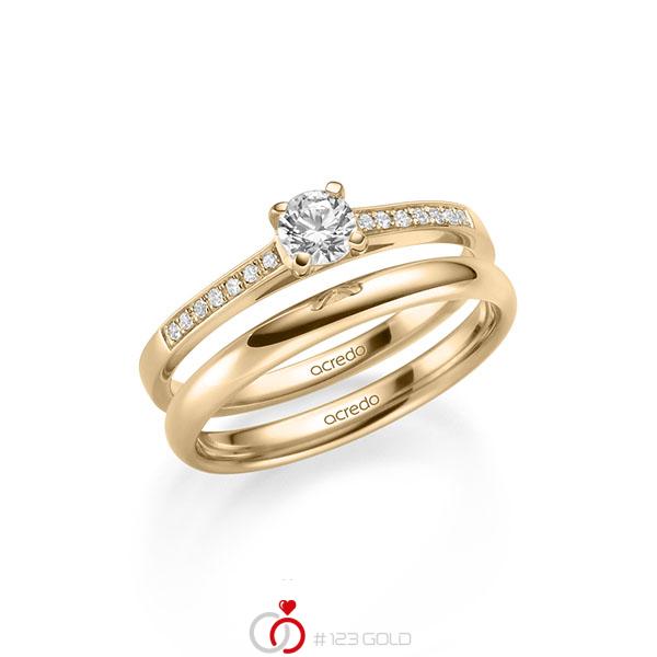 Set in Roségold 585 mit 0,3 ct. + zus. 0,07 ct. Brillant tw, si von acredo - A-2152-4 Set in Roségold 585 mit 0,3 ct. + zus. 0,07 ct. Brillant tw, si von acredo - A-2152-4