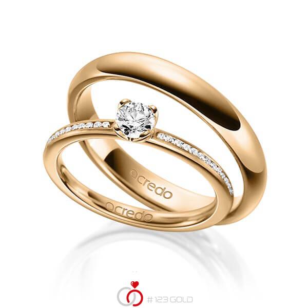 Set in Roségold 585 mit 0,3 ct. + zus. 0,13 ct. Brillant tw, si von acredo - A-1601-5 Set in Roségold 585 mit 0,3 ct. + zus. 0,13 ct. Brillant tw, si von acredo - A-1601-5