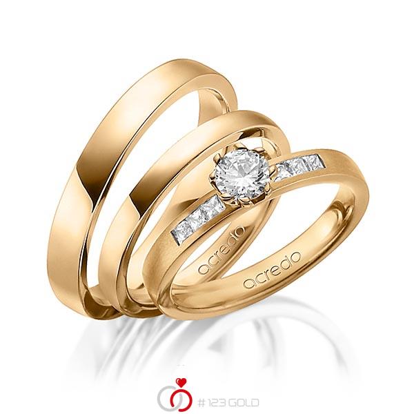 Set in Roségold 585 mit 0,4 ct. + zus. 0,18 ct. Brillant & Prinzess-Diamant tw, vs tw, si von acredo - A-1432-5 Set in Roségold 585 mit 0,4 ct. + zus. 0,18 ct. Brillant & Prinzess-Diamant tw, vs tw, si von acredo - A-1432-5
