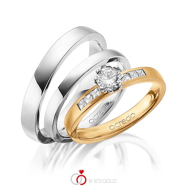 Set in Roségold 585 mit 0,4 ct. + zus. 0,18 ct. Prinzess-Diamant & Brillant tw, si tw, vs von acredo - A-1432-9 Set in Roségold 585 mit 0,4 ct. + zus. 0,18 ct. Prinzess-Diamant & Brillant tw, si tw, vs von acredo - A-1432-9