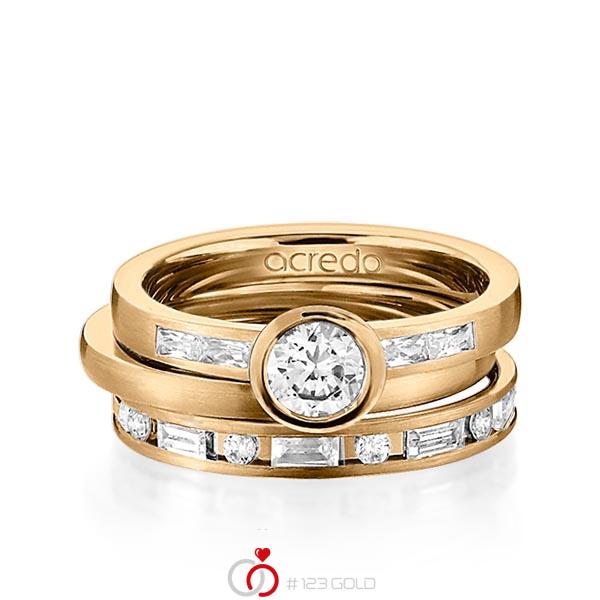 Set in Roségold 585 mit 0,5 ct. + zus. 1,005 ct. Brillant & Baguette-Diamant tw, si tw, vs von acredo - A-1441-6 Set in Roségold 585 mit 0,5 ct. + zus. 1,005 ct. Brillant & Baguette-Diamant tw, si tw, vs von acredo - A-1441-6