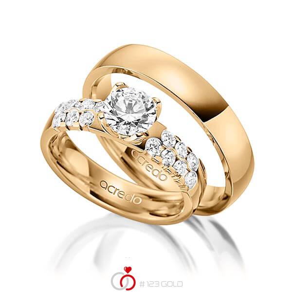 Set in Roségold 585 mit 1 ct. + zus. 0,56 ct. Brillant tw, si von acredo - A-1561-4 Set in Roségold 585 mit 1 ct. + zus. 0,56 ct. Brillant tw, si von acredo - A-1561-4