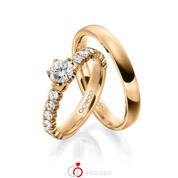 Set in Roségold 585 mit 1 ct. + zus. 0,6 ct. tw, si von acredo - A-1564-2 Set in Roségold 585 mit 1 ct. + zus. 0,6 ct. tw, si von acredo - A-1564-2