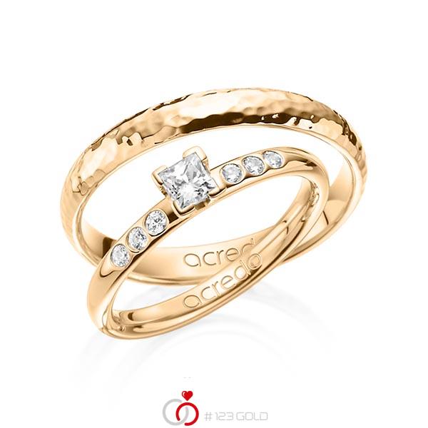 Set in Roségold 585 mit zus. 0,32 ct. Prinzess-Diamant tw, vs tw, si von acredo - A-1362-4 Set in Roségold 585 mit zus. 0,32 ct. Prinzess-Diamant tw, vs tw, si von acredo - A-1362-4