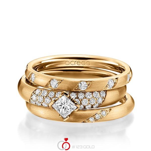 Set in Roségold 585 mit zus. 0,755 ct. Brillant & Prinzess-Diamant tw, si von acredo - A-1437-7 Set in Roségold 585 mit zus. 0,755 ct. Brillant & Prinzess-Diamant tw, si von acredo - A-1437-7